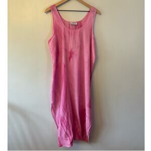 The Bagshaws of St Lucia 100% Linen Pink Tie Dye Swim Coverup Dress Large